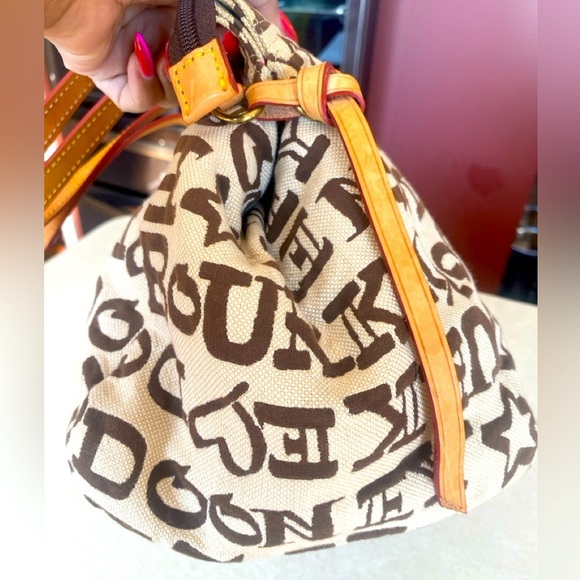 DOONEY & BOURKE Canvas and Leather Graffiti Purse, Authentic, Rare. EUC - Picture 9 of 11